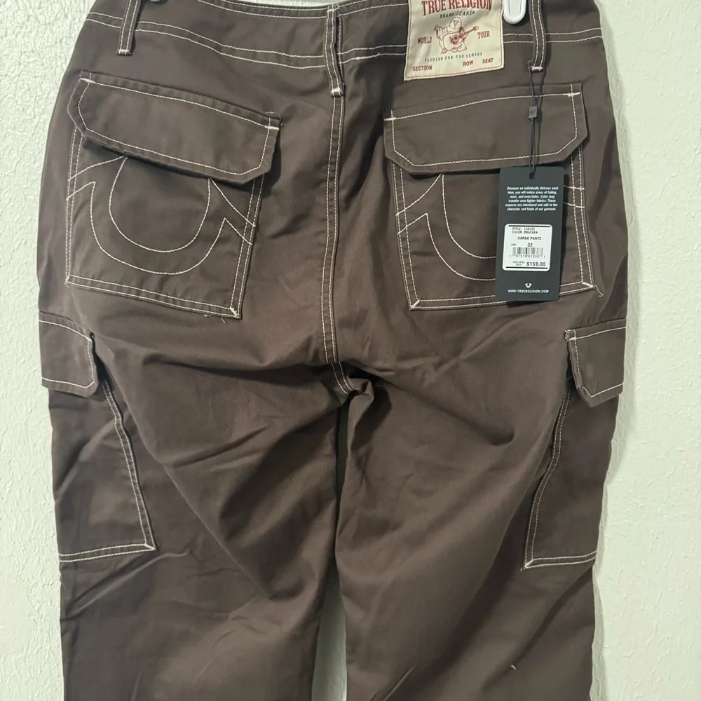 NWT True Religion Men 32x32 Bobby Baggy Cargo Military Pants Chocolate Brown